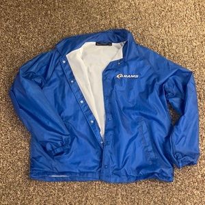 Vintage Blue LARams button-up windbreaker with pockets